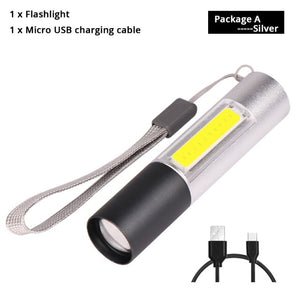 Minimalist and stylish Rechargeable Flashlight - 3 Modes Zoomable